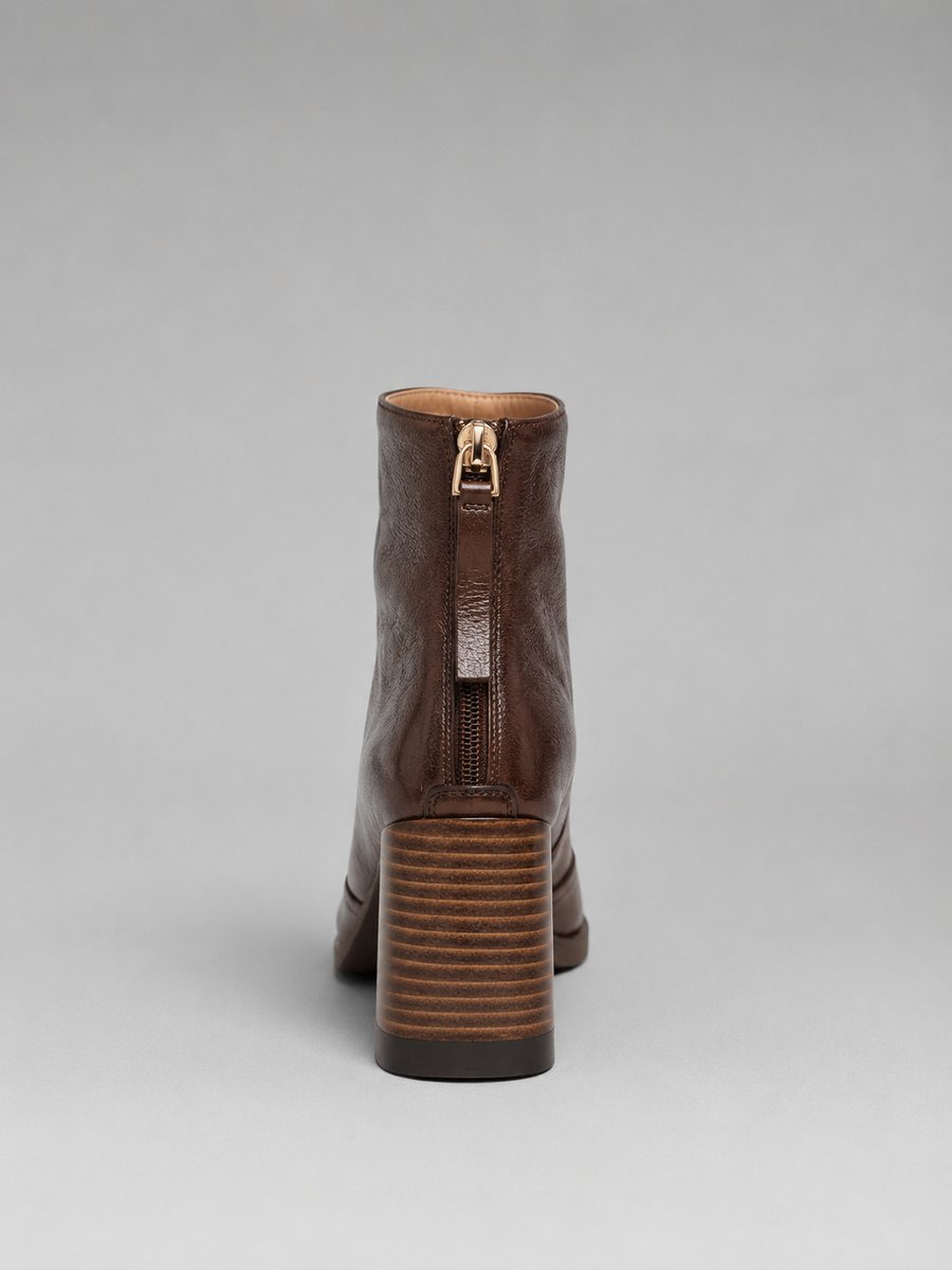 Grace | Women's Square-Toe Block-Heel Leather Ankle Boots