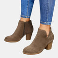 Luna | Women's Suede Block Heel Side-Zip Ankle Boots