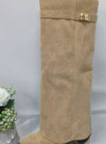 Layla | Women's Suede Knee-High Buckle Strap Thigh-High Boots