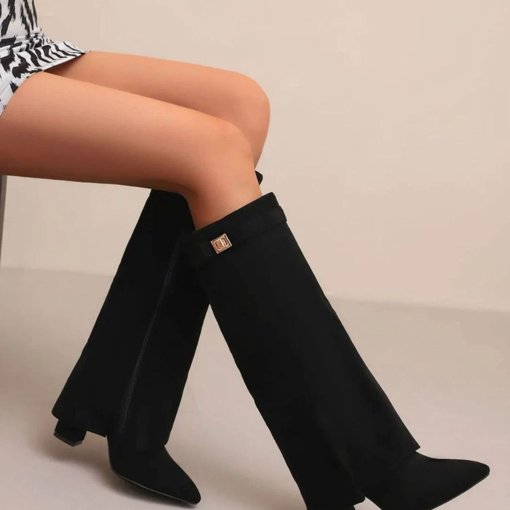 Layla | Women's Suede Knee-High Buckle Strap Thigh-High Boots