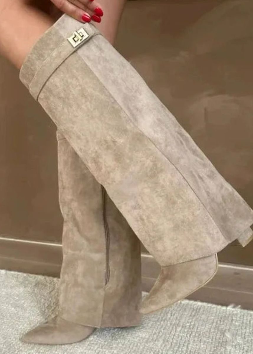 Layla | Women's Suede Knee-High Buckle Strap Thigh-High Boots