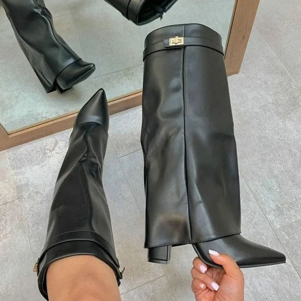 Layla | Women's Suede Knee-High Buckle Strap Thigh-High Boots