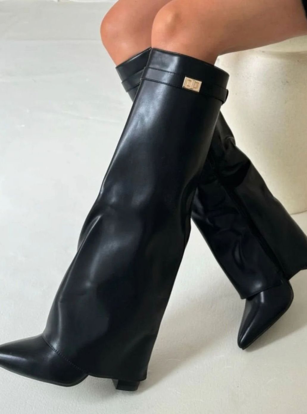 Aria | Women's Suede Knee-High Fold-Over Buckle Thigh-High Boots
