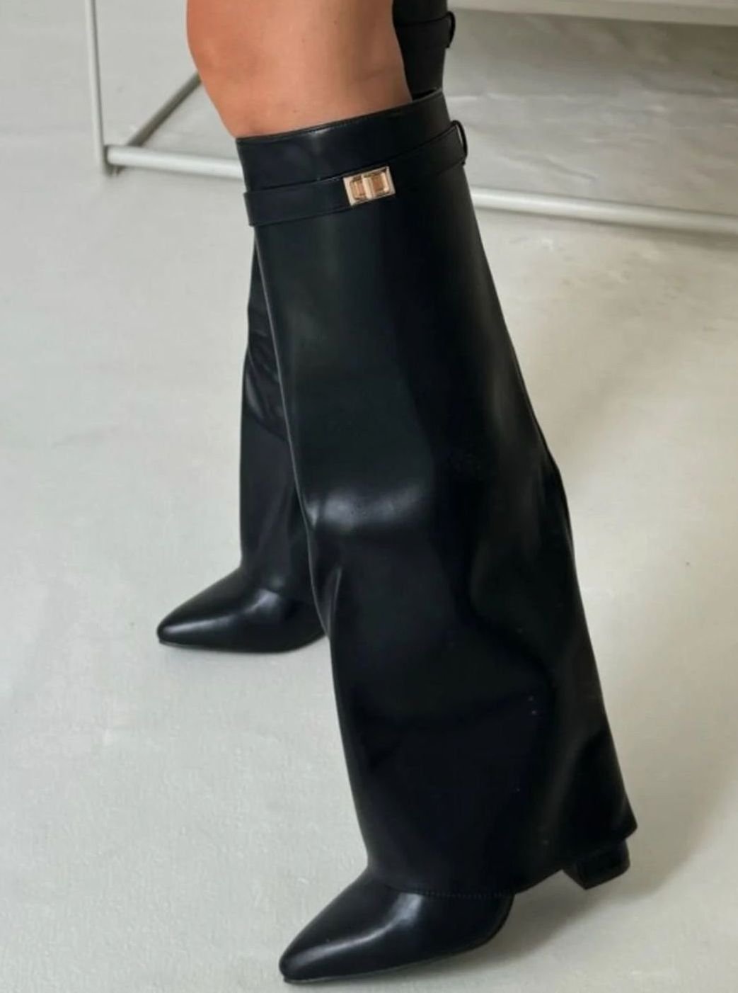 Aria | Women's Suede Knee-High Fold-Over Buckle Thigh-High Boots