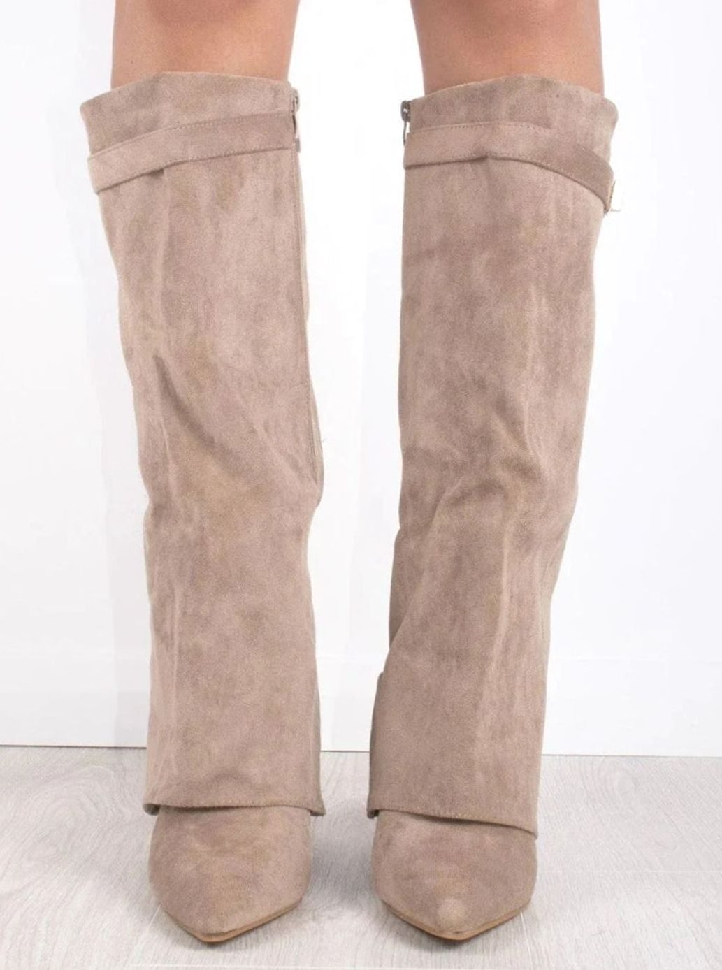 Aria | Women's Suede Knee-High Fold-Over Buckle Thigh-High Boots