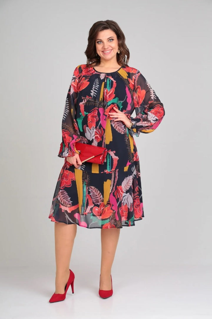 Ladies Floral A-Line Midi Dress