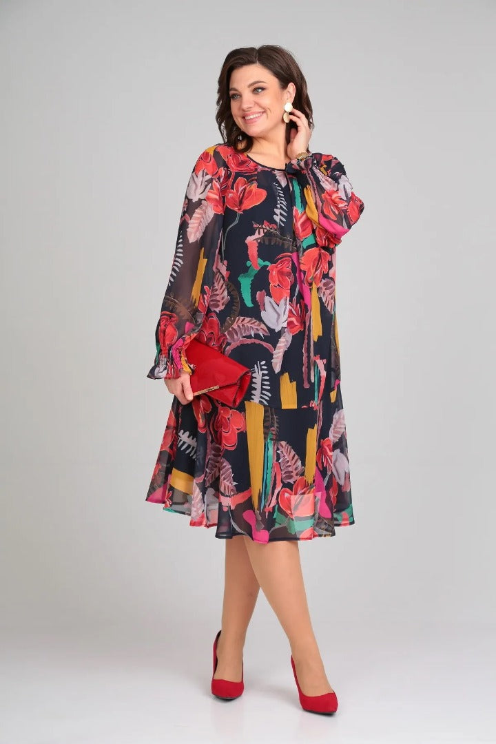 Ladies Floral A-Line Midi Dress