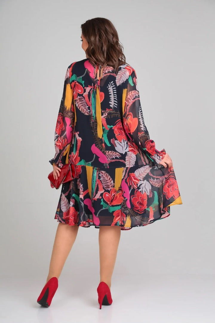 Ladies Floral A-Line Midi Dress