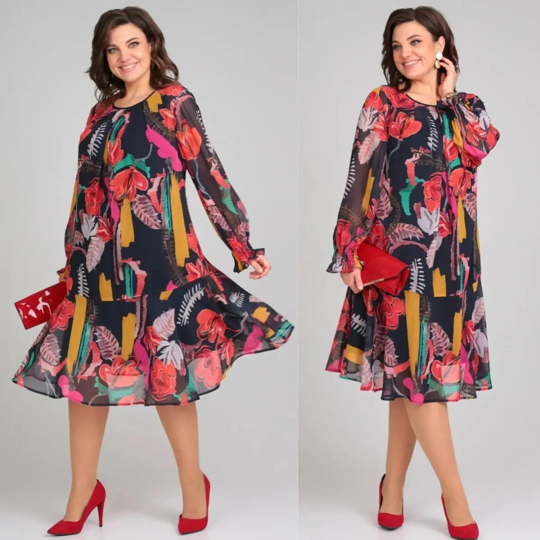 Ladies Floral A-Line Midi Dress